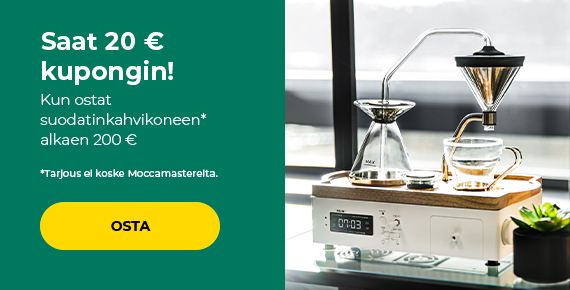 Saat 20 € kupongin! Kun ostat suodatinkahvikoneen* alkaen 200 €