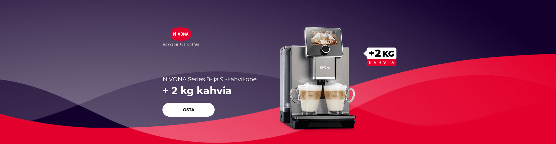 NIVONA Series 8- ja 9 -kahvikone + 2 kg kahvia
