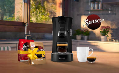 Philips SENSEO® -kahvikone + 2 pakkausta SENSEO® -kahvityynyjä lahjaksi